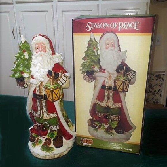 Vintage Cracker Barrel "Season of Peace" Decorative Santa Vase NWT HARD TO FIND - Picture 14 of 16